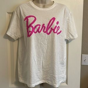 NWOT Barbie Logo  Large Off White T-Shirt Top